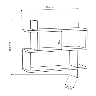 Ραφιέρα τοίχου Paralel Megapap χρώμα ανοιχτό καρυδί 70x22x65cm 1 τεμ.