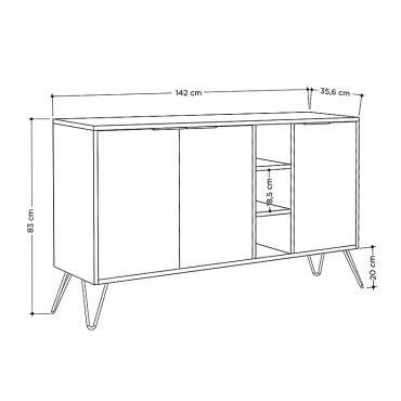 Μπουφές Clara Megapap χρώμα ανοιχτό καρυδί 142x35,6x83cm 1 τεμ.