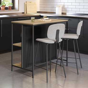 Τραπέζι μπαρ Detroit Megapap χρώμα sapphire oak - silky black 100x60x95cm 1 τεμ.