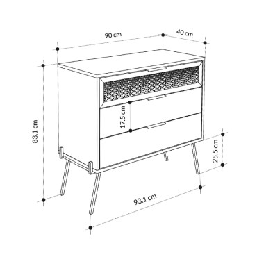 Συρταριέρα Naive Megapap χρώμα sapphire oak 93,1x40x83,1cm 1 τεμ.