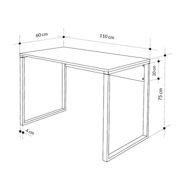 Γραφείο εργασίας Inna Megapap χρώμα γκρι ρετρό - silky black 110x60x75cm 1 τεμ.