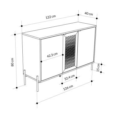 Μπουφές Naive Megapap χρώμα sapphire oak 126x40x80cm 1 τεμ.
