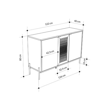 Μπουφές Naive Megapap χρώμα sapphire oak 126x40x80cm 1 τεμ.