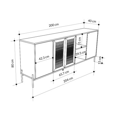 Μπουφές Naive Megapap χρώμα sapphire oak 204x40x80cm 1 τεμ.