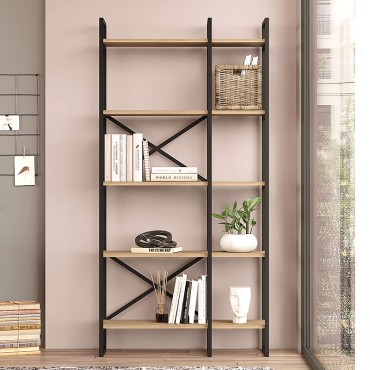 Βιβλιοθήκη Dusan Megapap χρώμα sepet oak 87,5x30x175cm 1 τεμ.