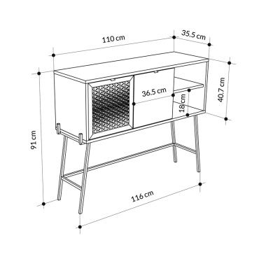 Κονσόλα Naive Megapap χρώμα sapphire oak 116x35,5x91cm 1 τεμ.