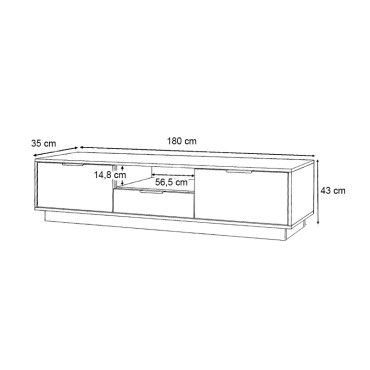 Έπιπλο τηλεόρασης Mensa Megapap χρώμα καρυδί 180x35x43cm 1 τεμ.