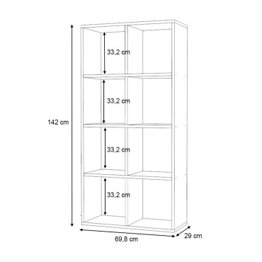 Βιβλιοθήκη Anser Megapap χρώμα λευκό 69,8x29x142cm 1 τεμ.