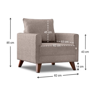 Πολυθρόνα Bella Megapap υφασμάτινη χρώμα κρεμ 82x81x85cm 1 τεμ.
