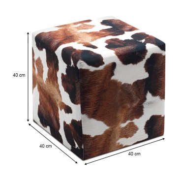Σκαμπώ Milky Megapap υφασμάτινο χρώμα καφέ - λευκό 40x40x40cm 1 τεμ.