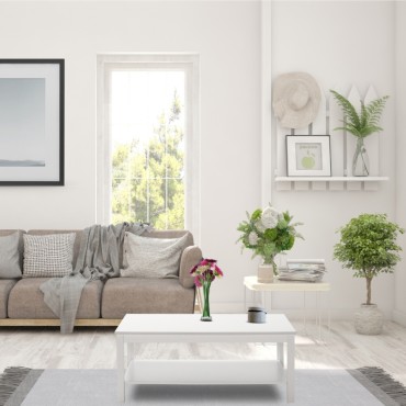 Τραπεζάκι σαλονιού Rustic Megapap χρώμα λευκό 103x60x40cm 1 τεμ.