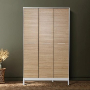 Ντουλάπα ρούχων London Megapap τρίφυλλη χρώμα oak - λευκό 120x52x202cm 1 τεμ.