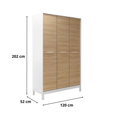 Ντουλάπα ρούχων London Megapap τρίφυλλη χρώμα oak - λευκό 120x52x202cm 1 τεμ.