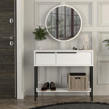 Κονσόλα με καθρέπτη Suzy Megapap χρώμα λευκό 90x29,6x76cm 1 τεμ.
