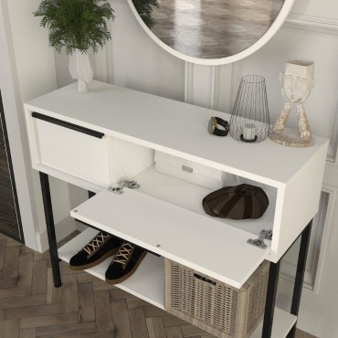 Κονσόλα με καθρέπτη Suzy Megapap χρώμα λευκό 90x29,6x76cm 1 τεμ.