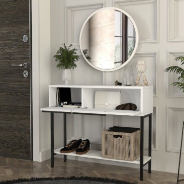 Κονσόλα με καθρέπτη Suzy Megapap χρώμα λευκό 90x29,6x76cm 1 τεμ.