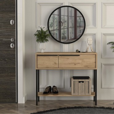 Κονσόλα με καθρέπτη Suzy Megapap χρώμα sepet oak 90x29,6x76cm 1 τεμ.