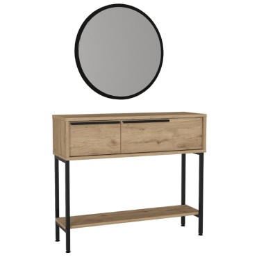 Κονσόλα με καθρέπτη Suzy Megapap χρώμα sepet oak 90x29,6x76cm 1 τεμ.