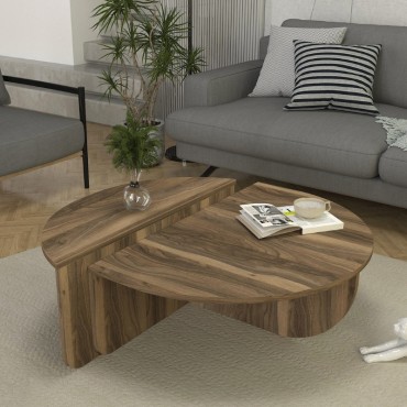 Τραπεζάκι σαλονιού Nilvia Megapap χρώμα καρυδί 85x35cm 1 τεμ.