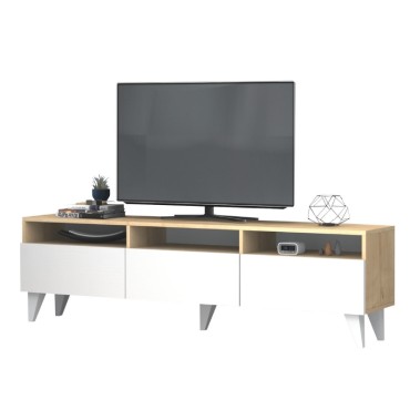 Έπιπλο τηλεόρασης Deluxe Megapap χρώμα λευκό - φυσικό οξιάς 180x35x47cm 1 τεμ.
