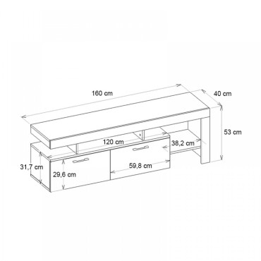 Έπιπλο τηλεόρασης Acnes Megapap χρώμα μαύρο - καρυδί 160x40x53cm 1 τεμ.