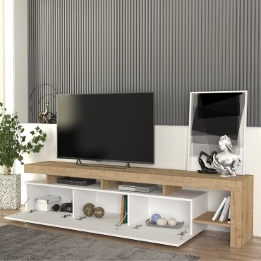 Έπιπλο τηλεόρασης Acnes Megapap χρώμα λευκό - sapphire oak 220x40x52cm 1 τεμ.