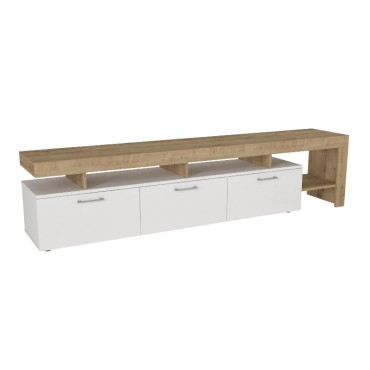 Έπιπλο τηλεόρασης Acnes Megapap χρώμα λευκό - sapphire oak 220x40x52cm 1 τεμ.