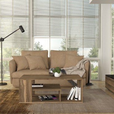 Τραπεζάκι σαλονιού Abdera Megapap χρώμα καρυδί 110x60x42cm 1 τεμ.