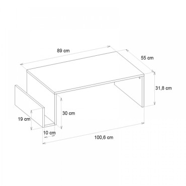 Τραπεζάκι σαλονιού Regnar Megapap χρώμα sapphire oak 100,6x55x31,8cm 1 τεμ.
