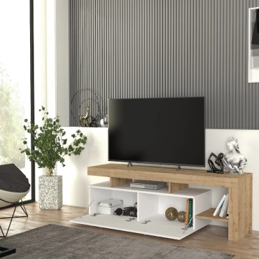 Έπιπλο τηλεόρασης Acnes Megapap χρώμα λευκό - sapphire oak 160x40x53cm 1 τεμ.