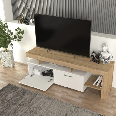 Έπιπλο τηλεόρασης Acnes Megapap χρώμα λευκό - sapphire oak 160x40x53cm 1 τεμ.