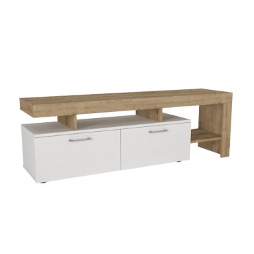 Έπιπλο τηλεόρασης Acnes Megapap χρώμα λευκό - sapphire oak 160x40x53cm 1 τεμ.