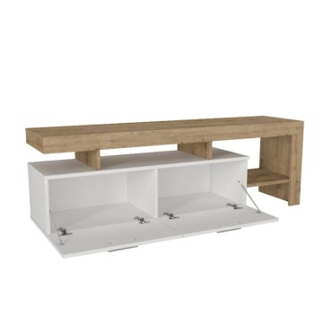 Έπιπλο τηλεόρασης Acnes Megapap χρώμα λευκό - sapphire oak 160x40x53cm 1 τεμ.