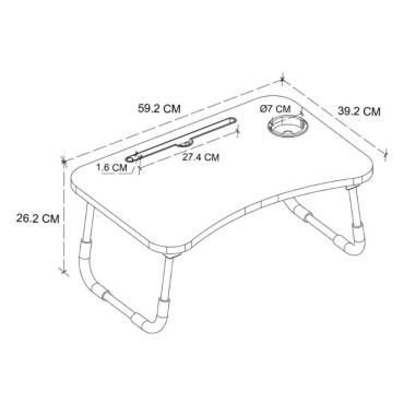 Τραπεζάκι laptop Sedon Megapap χρώμα ανθρακί 59,2x39,2x26,2cm 1 τεμ.