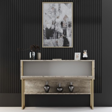 Μπουφές Luxe Megapap χρώμα travertine - χρυσό 120x30x80cm 1 τεμ.