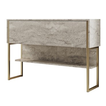 Μπουφές Luxe Megapap χρώμα travertine - χρυσό 120x30x80cm 1 τεμ.