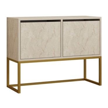Κονσόλα - Μπουφές Zermat Megapap χρώμα μπεζ travertine - χρυσό 90x34x70cm 1 τεμ.
