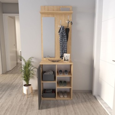 Έπιπλο εισόδου Norva Megapap χρώμα sapphire oak - ανθρακί 67,8x36,3x200,6cm 1 τεμ.