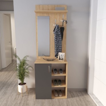 Έπιπλο εισόδου Norva Megapap χρώμα sapphire oak - ανθρακί 67,8x36,3x200,6cm 1 τεμ.