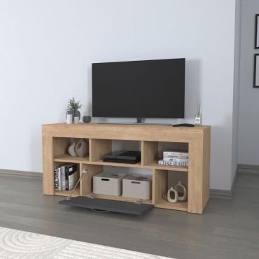 Έπιπλο τηλεόρασης Midili Megapap χρώμα sapphire oak - ανθρακί 135x42x60,7cm 1 τεμ.