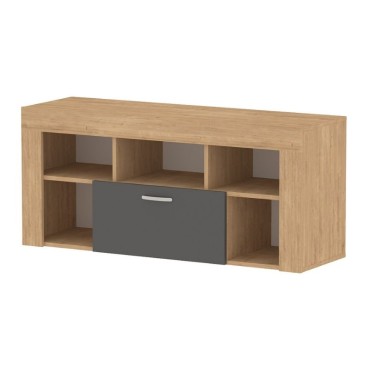 Έπιπλο τηλεόρασης Midili Megapap χρώμα sapphire oak - ανθρακί 135x42x60,7cm 1 τεμ.