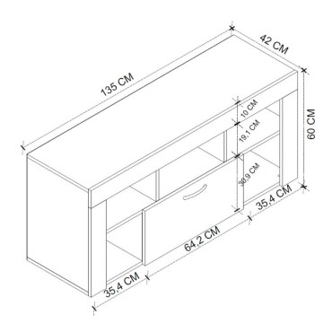 Έπιπλο τηλεόρασης Midili Megapap χρώμα sapphire oak - ανθρακί 135x42x60,7cm 1 τεμ.