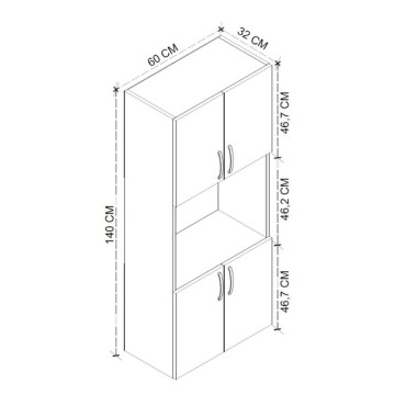Ντουλάπα κουζίνας Armado Megapap χρώμα ανθρακί 60x32x140cm 1 τεμ.