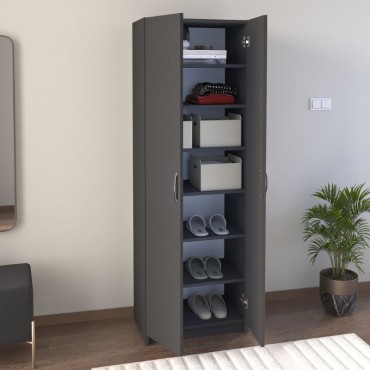 Παπουτσοθήκη Renso Megapap δίφυλλη χρώμα ανθρακί 59,8x37,8x178,5cm