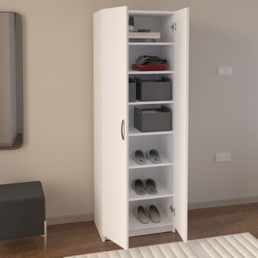 Παπουτσοθήκη Renso Megapap δίφυλλη χρώμα λευκό 59,8x37,8x178,5cm
