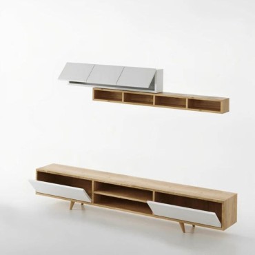 Σύνθεση τηλεόρασης Serine Megapap χρώμα λευκό - sapphire oak 170x37x45cm 1 τεμ.