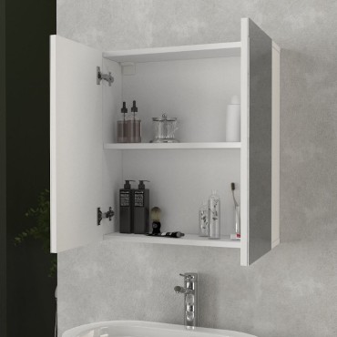 Καθρέπτης μπάνιου Binary Μegapap χρώμα λευκό 60x17,2x65cm 1 τεμ.