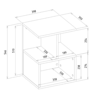 Κομοδίνο - Τραπεζάκι βοηθητικό Entiero Megapap χρώμα sapphire oak 39,8x35x54,6cm 1 τεμ.