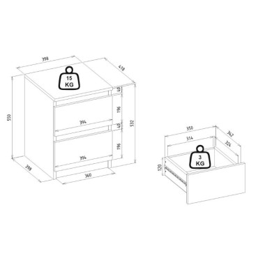Κομοδίνο Breve Megapap χρώμα sapphire oak 39,8x41,8x55cm 1 τεμ.