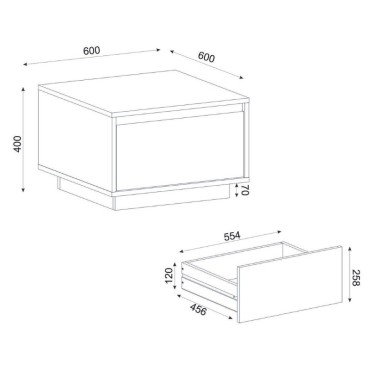 Τραπεζάκι σαλονιού Pura Megapap χρώμα sapphire oak 60x60x40cm 1 τεμ.